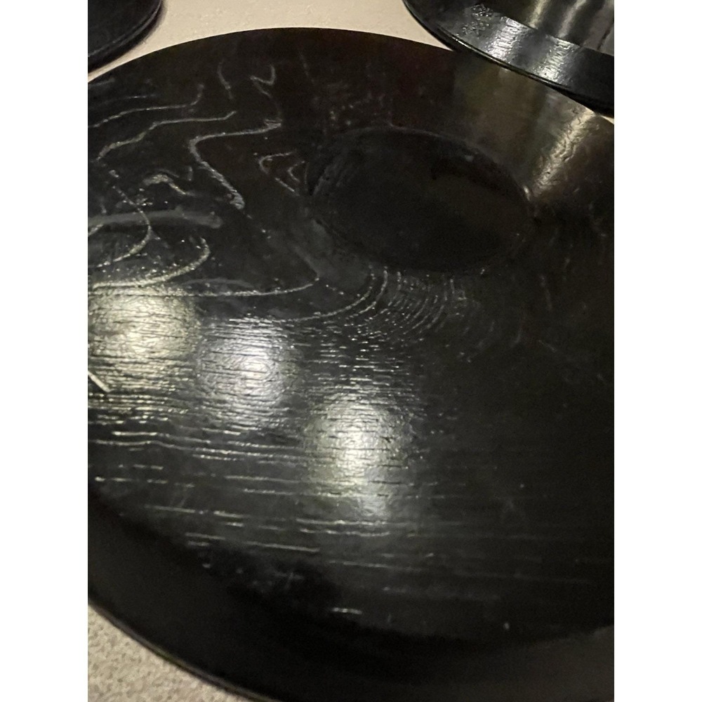 Set Of 3 Vintage Round 10" Japanese Wood Serving Tea Tray Plate Oriental Decor - Picture 9 of 16